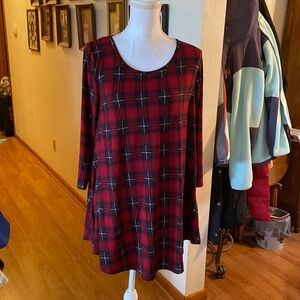 Red plaid women’s top. Size large